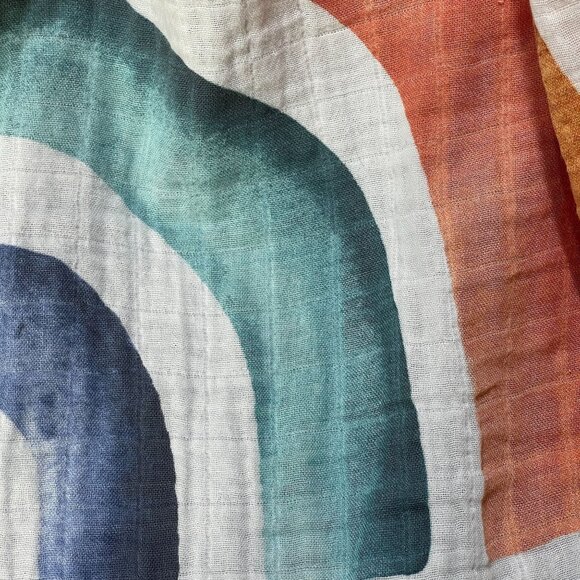 Miaoberry Organic Rainbow Baby Monthly Milestone Blanket| Rainbow Cotton Muslin - Picture 4 of 4